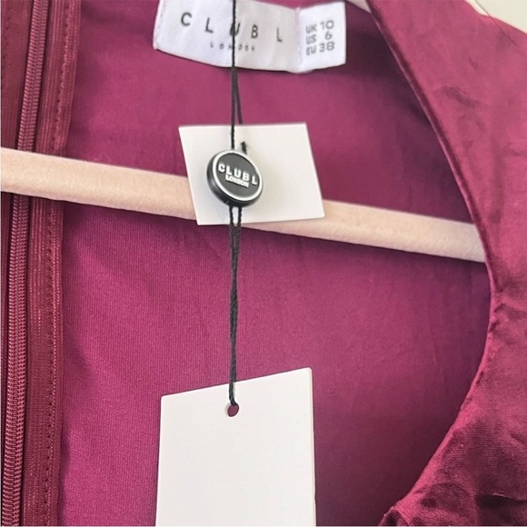 NWT Club L London Vin Chaud Velvet Maxi Dress Size 6 Wine Burgundy - Picture 7 of 9